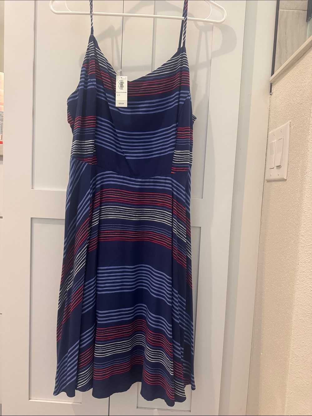 Old NavyWomen’s Large- Spaghetti-Strap Striped Midi Dress with smocked back.